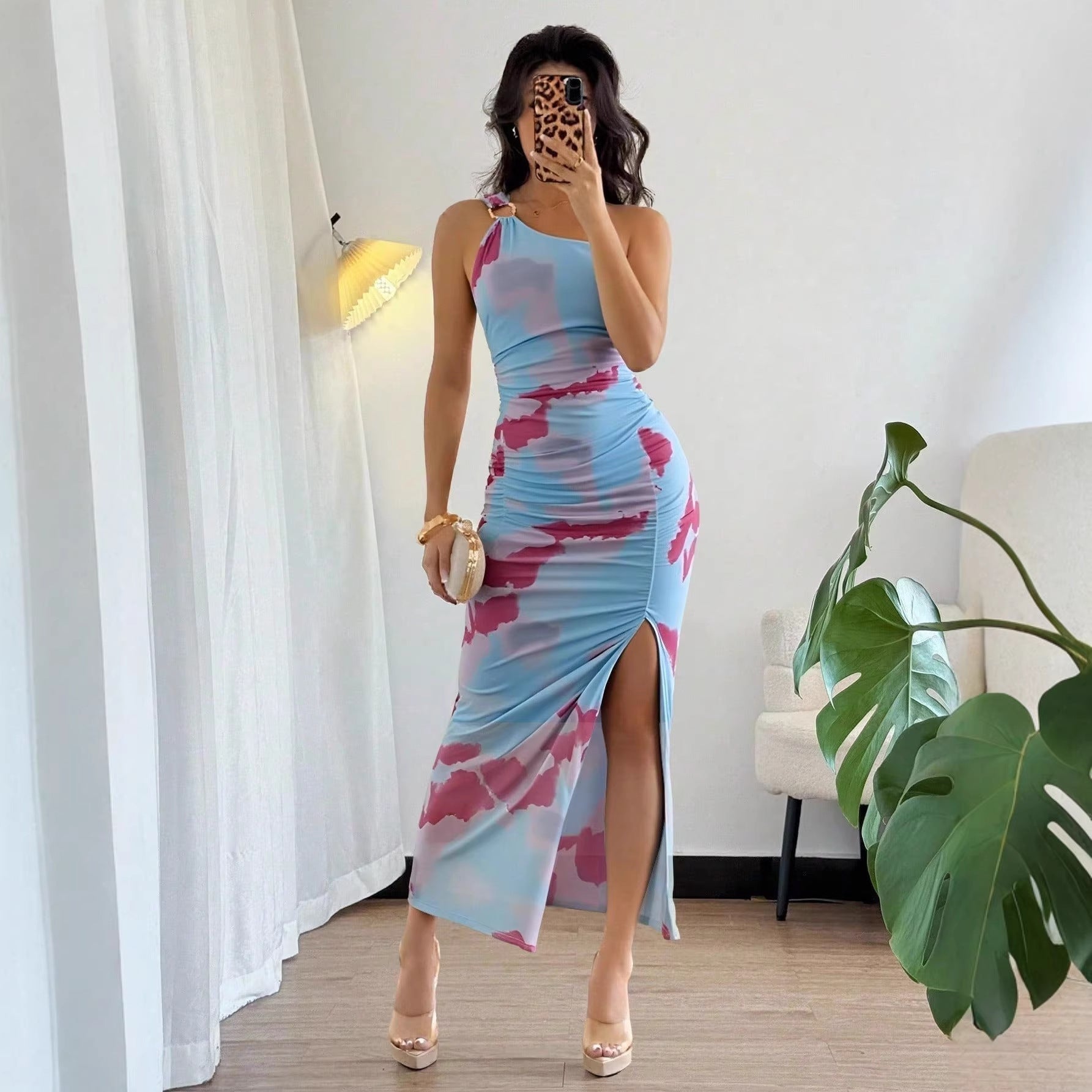 Casual Printed Split Dress