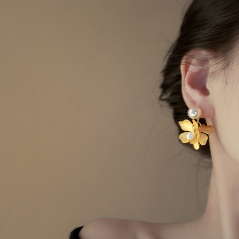 Freshwater Pearl Flower Earrings For Women