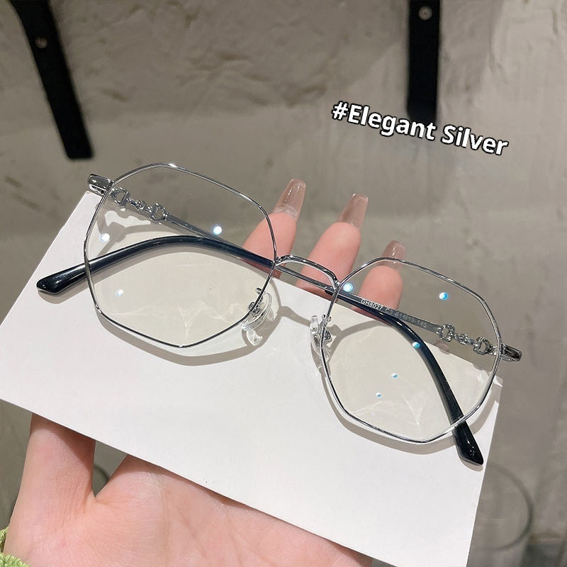 Rose Gold Frameless Polygon Anti-blue Light Ladies Glasses