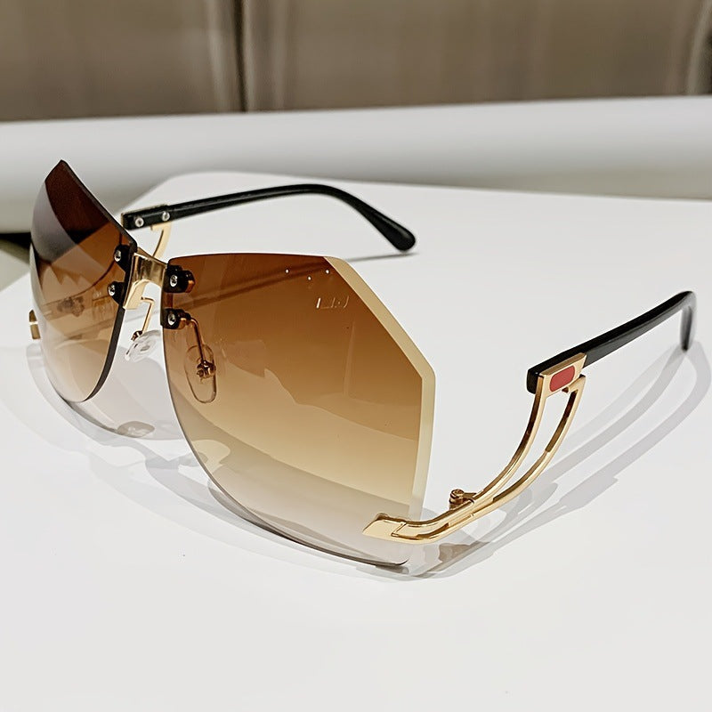 Rimless Sunglasses Women's Fashion Personality Trend Hollow Glasses Legs