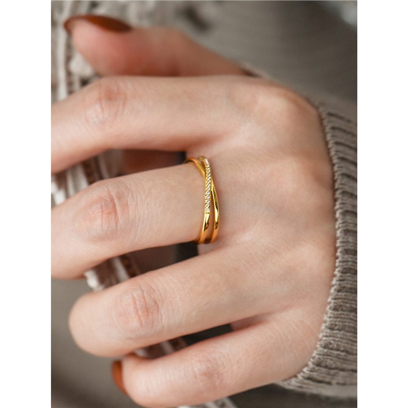 Non-fading Light-luxury Exquisite Zircon Cross Ring