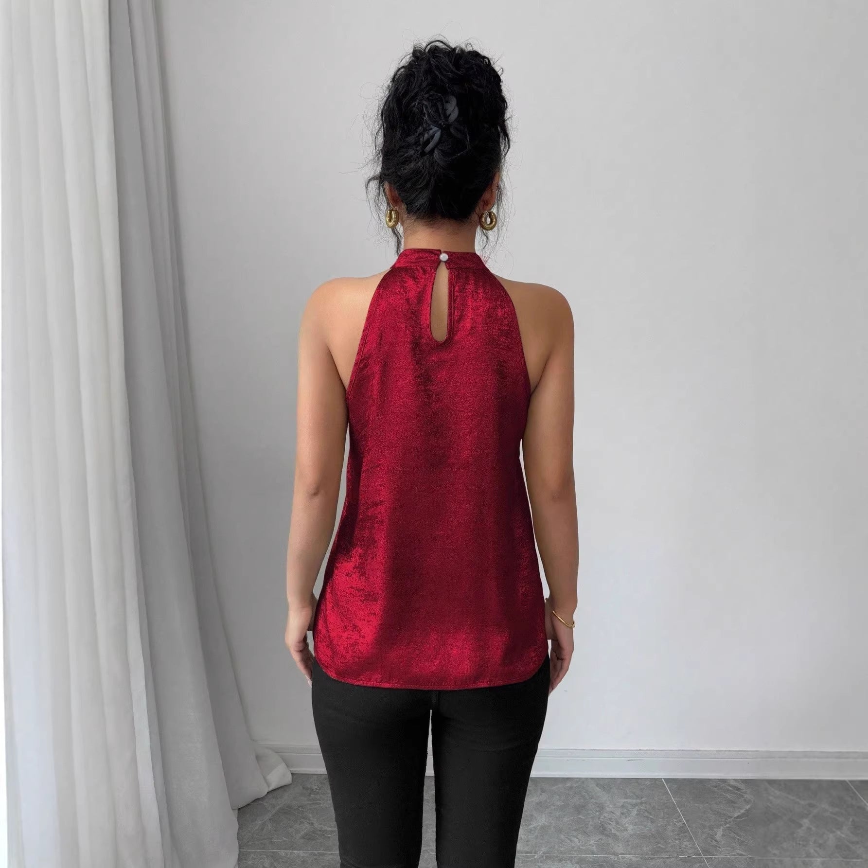 Summer New Style Outerwear Solid Color Sleeveless Top Crew-Neck Tank Top Womens