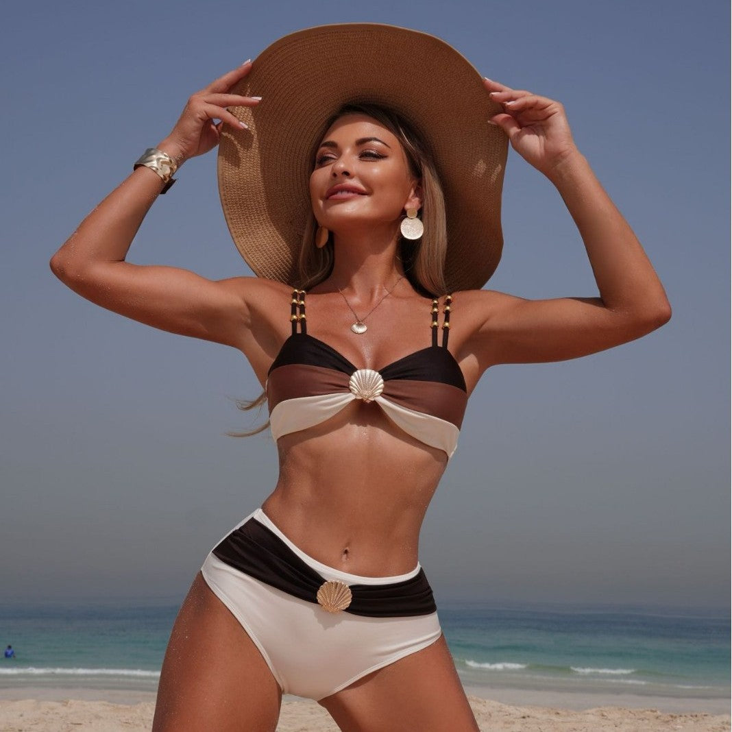Sexy Scallop-Print Two-Piece Bikini Set