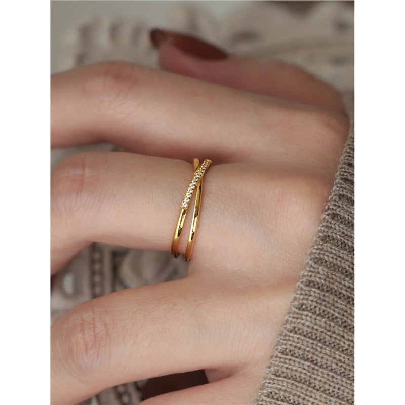 Non-fading Light-luxury Exquisite Zircon Cross Ring