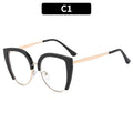 European And American-style Fashion Oversized Half-frame Casual Eyeglasses With Blue-light Protection And A Cat-eye Design