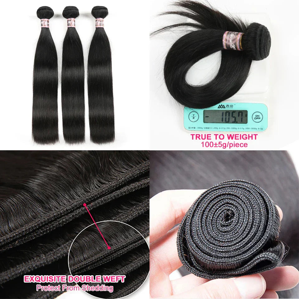Peruvian Straight Hair Bundles 1/3/4 PCS Straight Human Hair Bundles 10-32inch Long Hair Ali Annabelle Human Hair Extensians