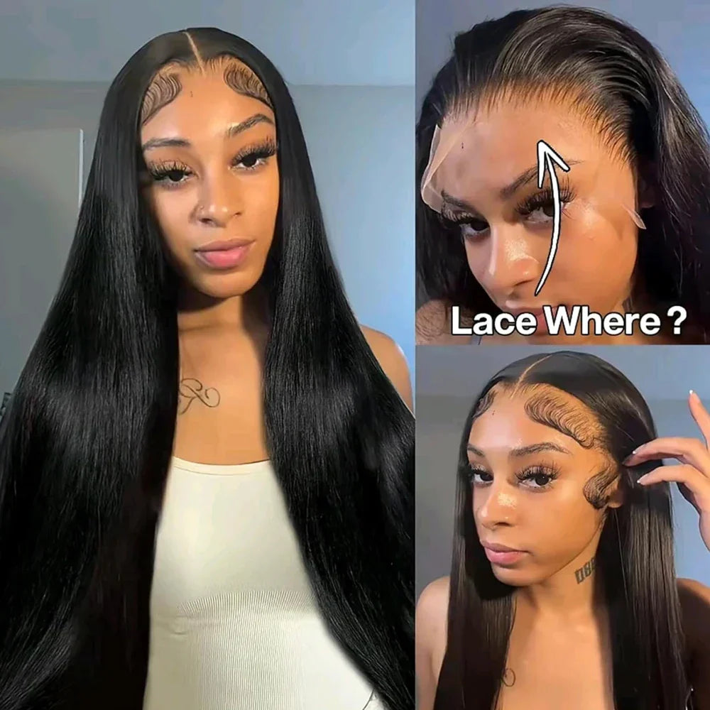 42 44 Inch Lace Front Human Hair Wigs 13x4 13x6 Transparent Lace Bone Straight Wig Brazilian 250 Density Frontal Wigs For Women