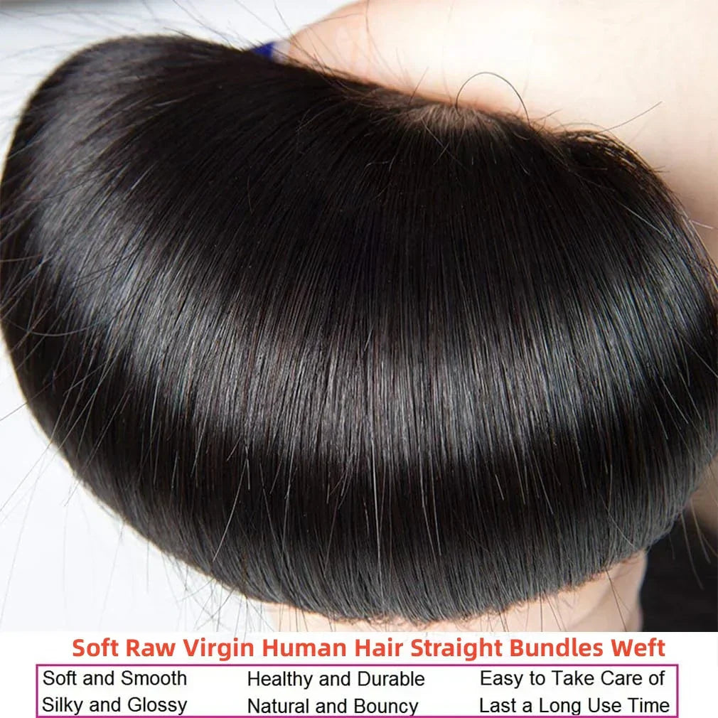 Indian Straight Hair Bundles 1/3/4/5 Pcs  Cuticle Aligned Raw Human Hair Straight Bundles Hair Weave Extensions For Black Women