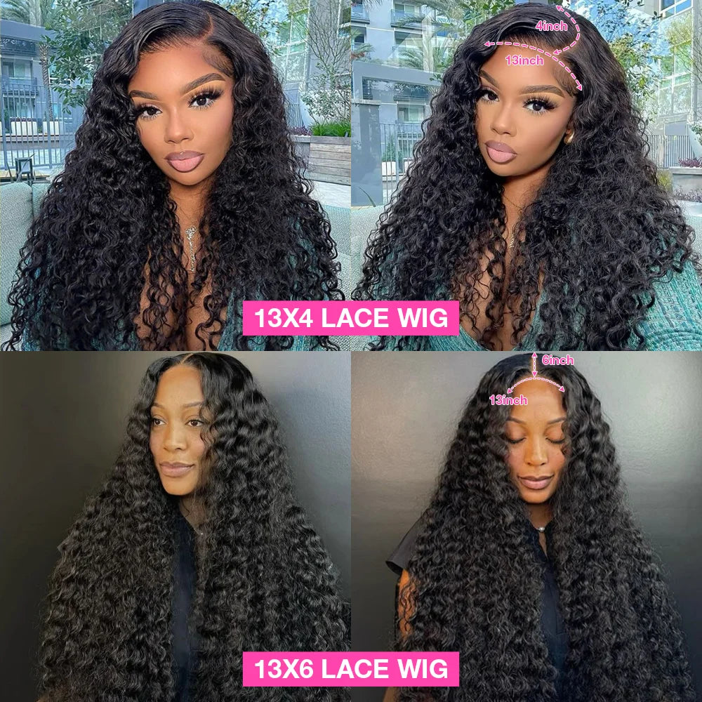 300 Density Water Wave Human Hair Wig 30 40inch Glueless Deep Wave 13x6 Hd Curly Lace Front Human Hair Wigs On Clearance Sale