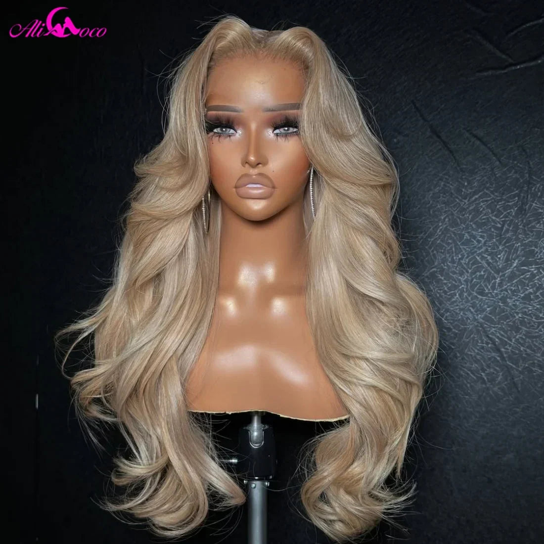 13x6 Ash Blonde Wigs Human Hair 180% Density Body Wave Lace Front Wigs Milk Tea Blonde Colored Human Hair Wigs for Women