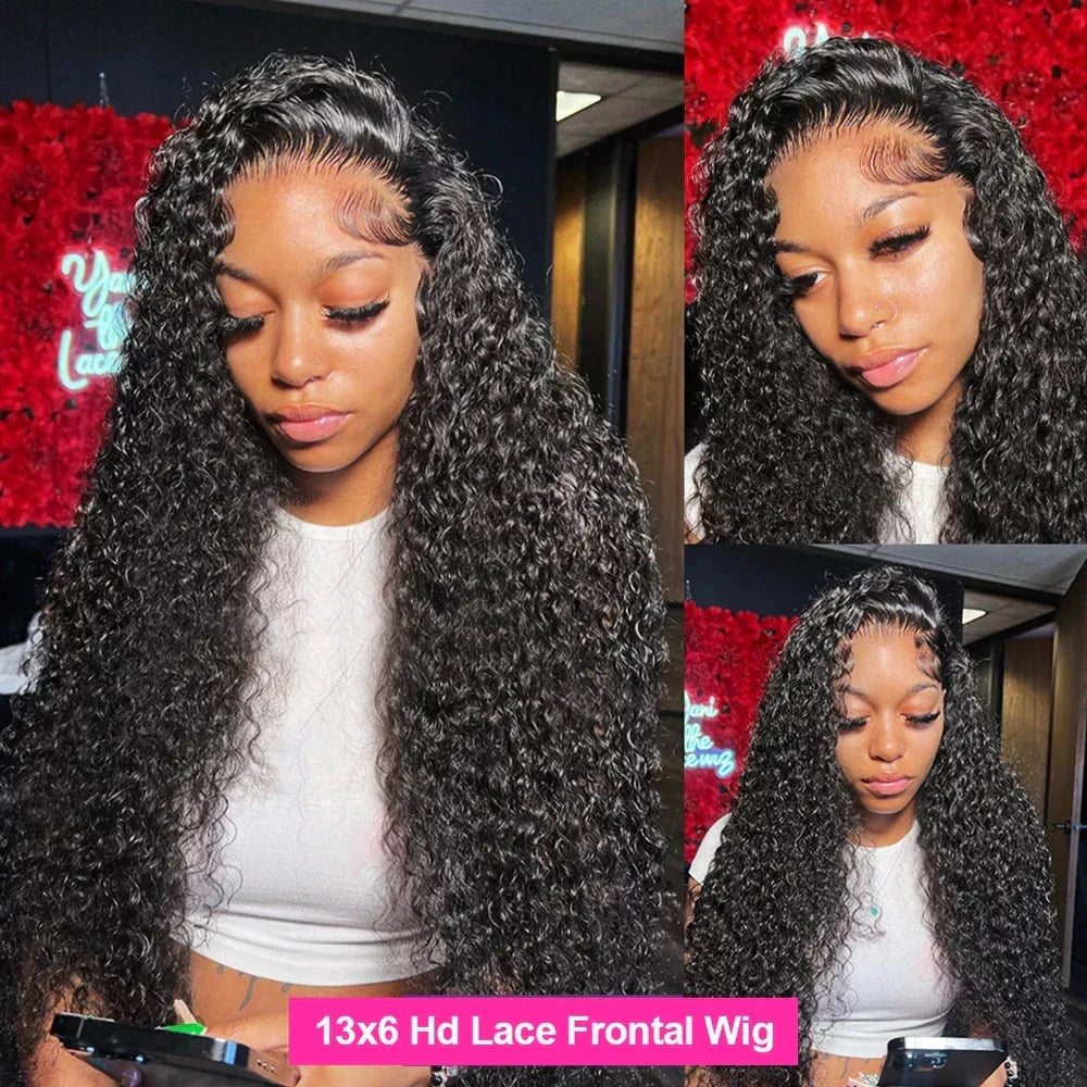 300 Density 13x6 Hd Deep Wave Frontal Wig 30 34inch Glueless Wigs 100% Human Hair Water Wave Curly Lace Front Wig For Women