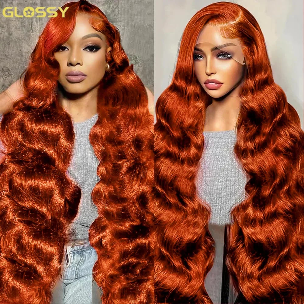 250% Orange Ginger Lace Front Wig Human Hair 13x6 Hd Body Wave Lace Front Wig 30 34inch Blonde Colored Human Hair Wigs On Sale