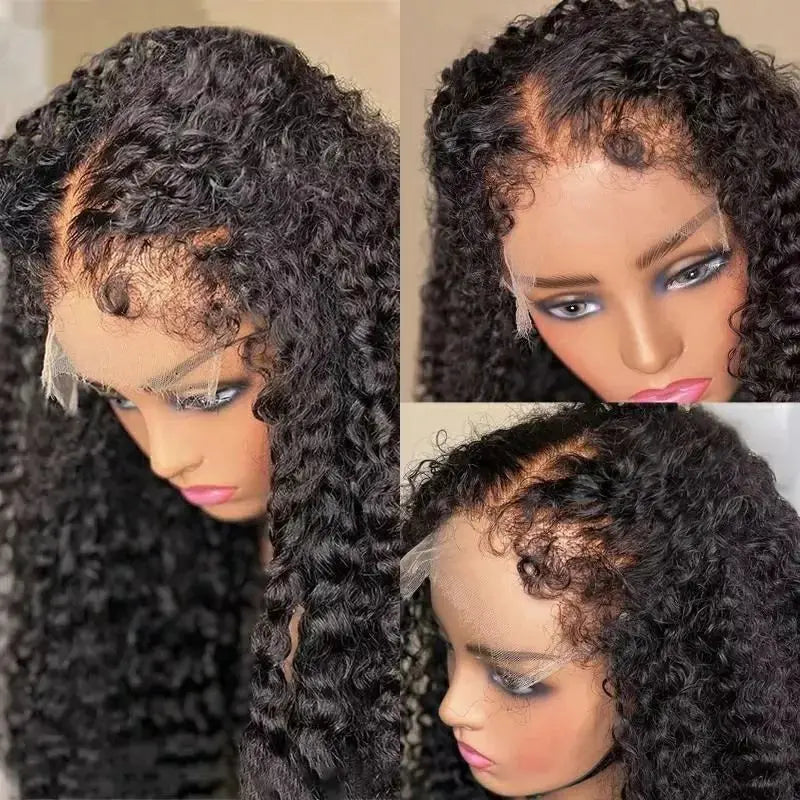 250% 13x6 HD Kinky Curly Wigs Human Hair Deep Wave Curly Lace Front Wigs Kinky Curly 4C Edges 13X4 Lace Frontal Wig For Women