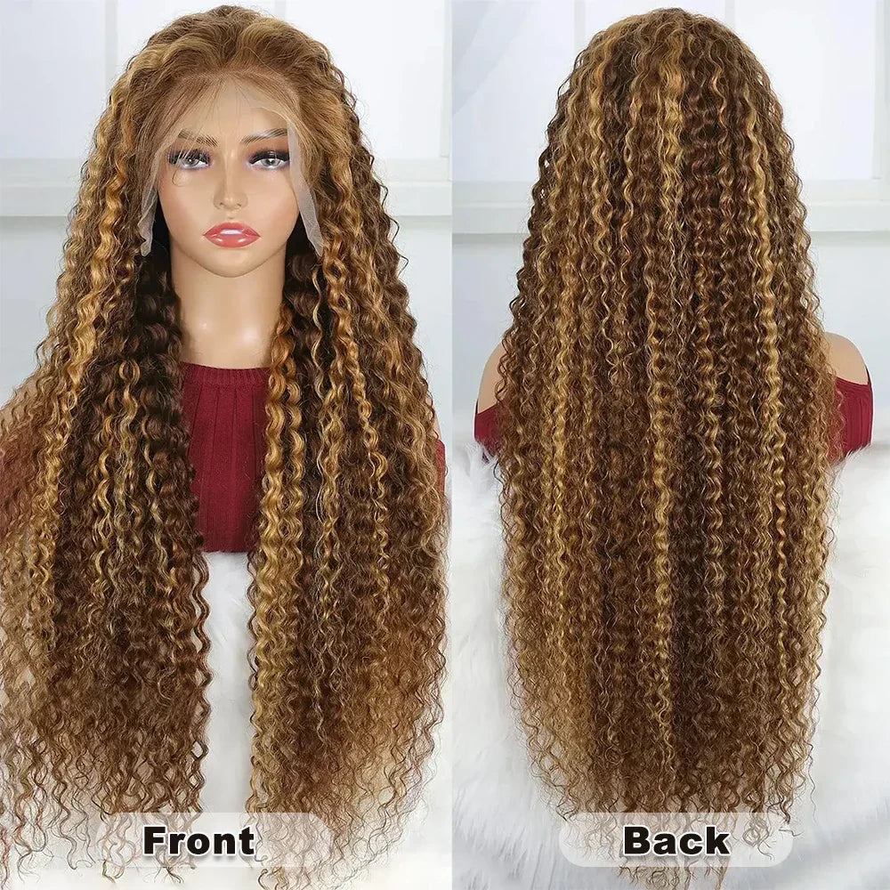250% 360 Full Lace Piano Highlight Ombre Wig 13x6 HD Lace Frontal Wig 13x4 Front Deep Curly Remy Human Hair Glueless PrePlucked