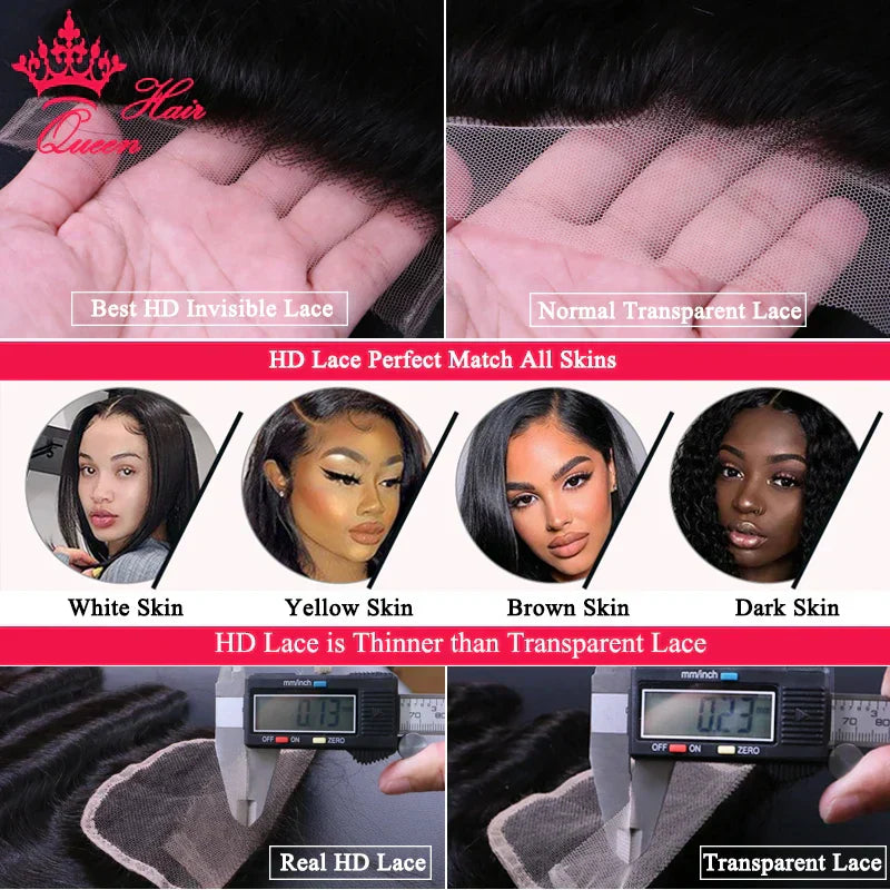 Queen Hair Loose Deep Real HD Lace Wig Raw Hair Pre Plucked Full Frontal 13x6 13x4 5x5 6x6 Closure Melt Skin Lace HD Lace Wig