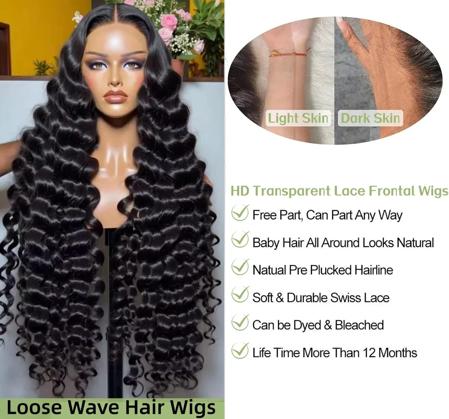 28 Inch Loose Wave Hair Wigs 13x4 HD Lace Front Human Hair Wigs 100% Human Hair Wigs Brazilian Loose Deep Wave Wigs For Woman