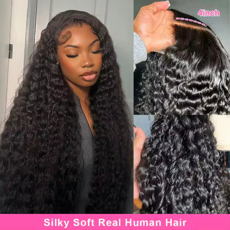 Human Hair 13x6 HD Kinky Curly Lace Frontal Wigs Deep Curls Brazilian 13X4 Closure Wear And Go Wigs Isee Glueless Ready To Wear