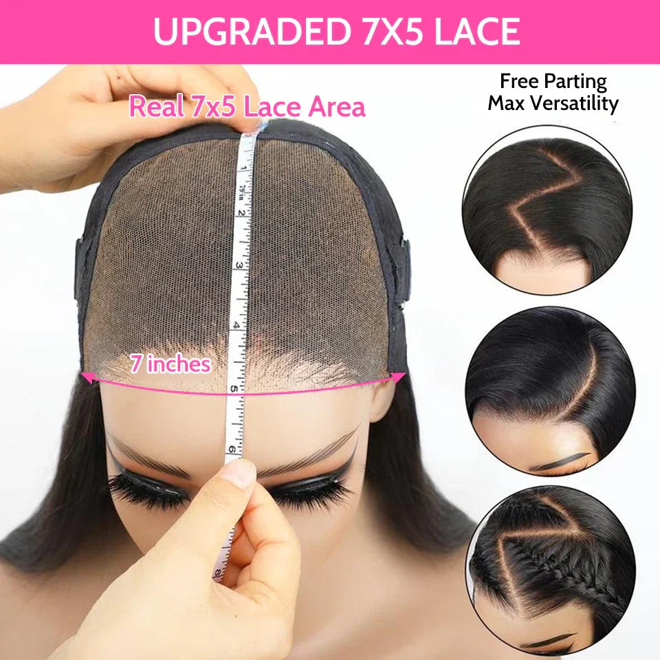 ISEE Hair Malaysian Straight Short Bob 13x4 Lace Frontal Wig Pre Bleached Knots Bone Straight 4x4 Lace Closure Human Hair Wigs