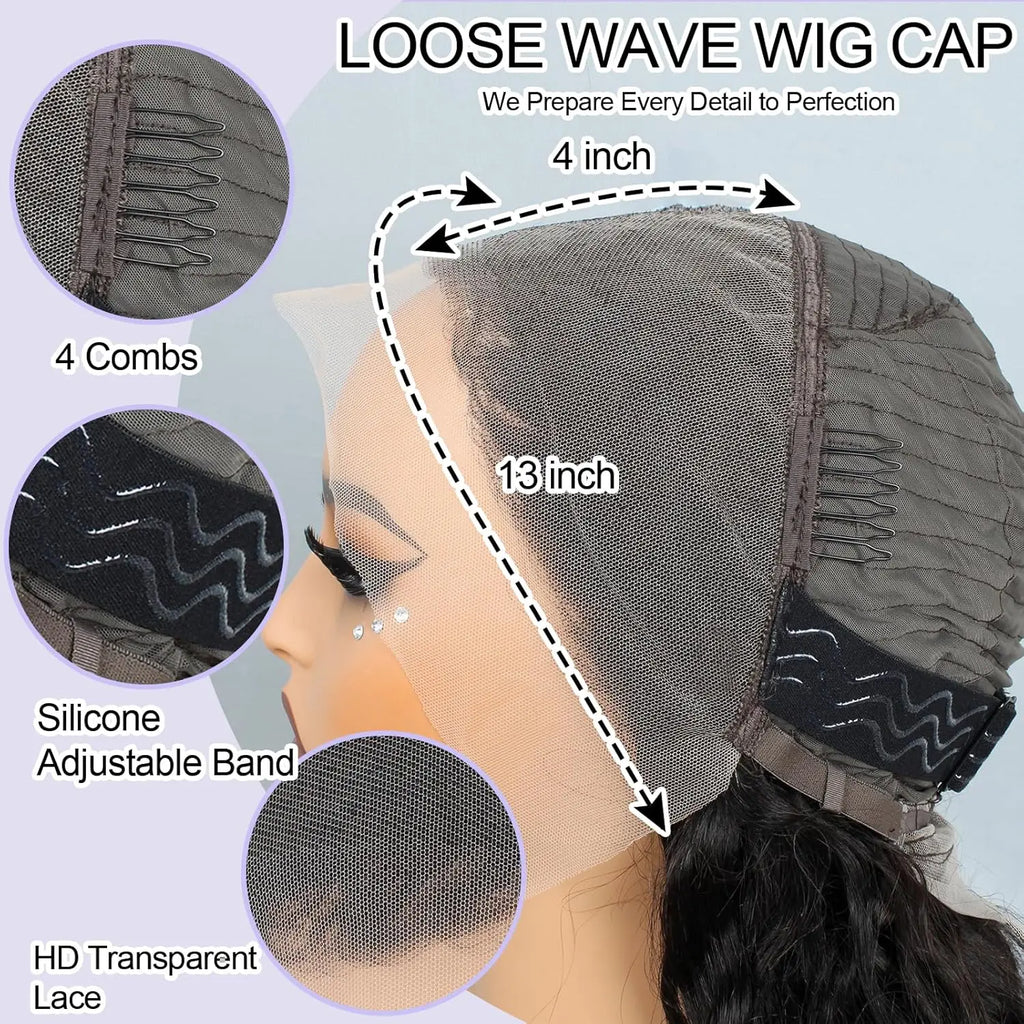 28 Inch Loose Wave Hair Wigs 13x4 HD Lace Front Human Hair Wigs 100% Human Hair Wigs Brazilian Loose Deep Wave Wigs For Woman
