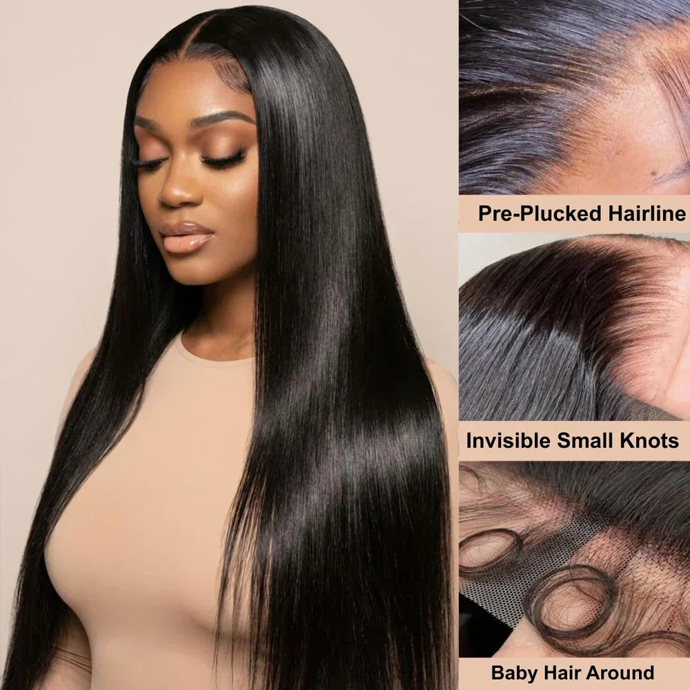 42 44 Inch Lace Front Human Hair Wigs 13x4 13x6 Transparent Lace Bone Straight Wig Brazilian 250 Density Frontal Wigs For Women