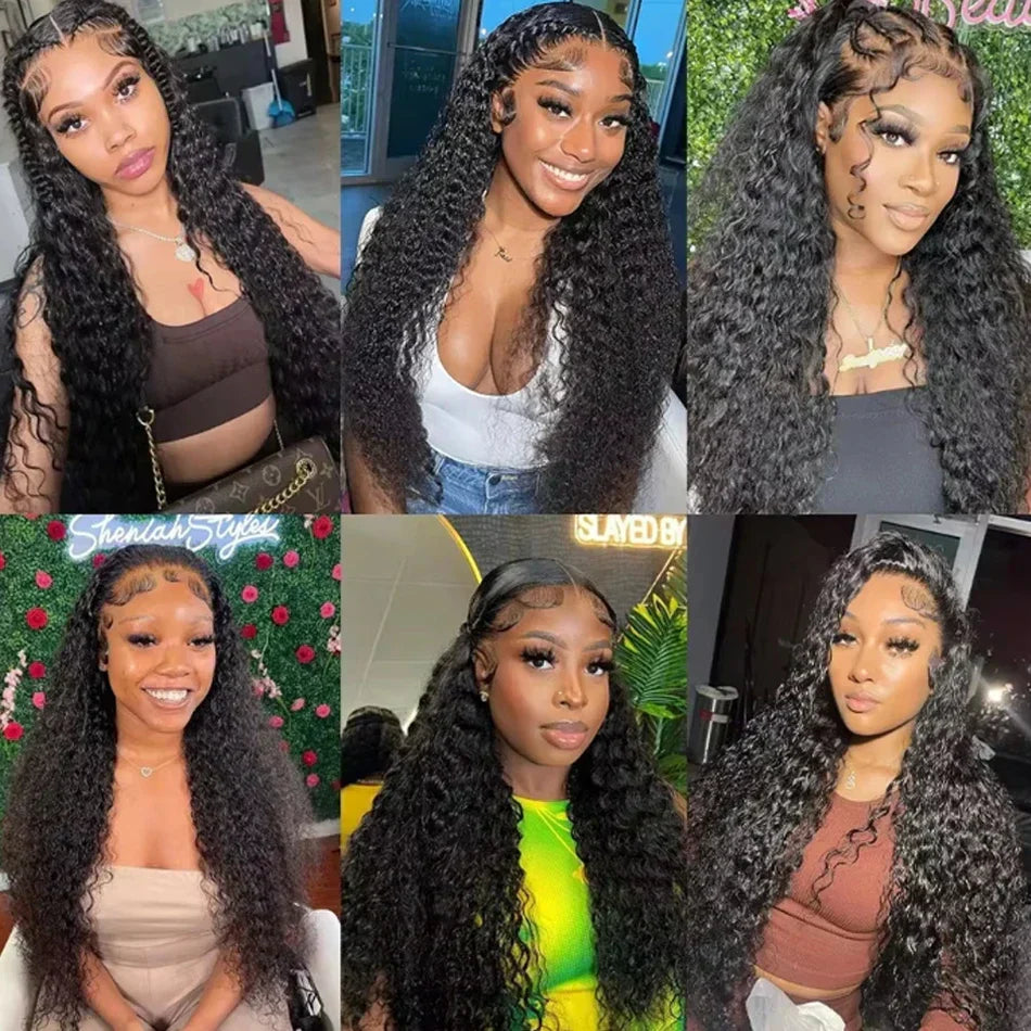 Human Hair 13x6 HD Kinky Curly Lace Frontal Wigs Deep Curls Brazilian 13X4 Closure Wear And Go Wigs Isee Glueless Ready To Wear