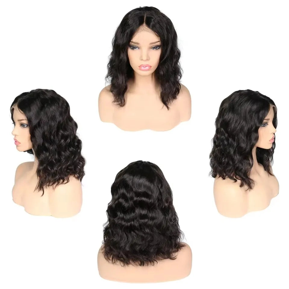 Water Wave Short Bob Wig lnvisible HD Lace 13x6 Deep Curly Wig Remy Human Hair 6×6 HD Lace Frontal Wigs 250Density Glueless Wigs