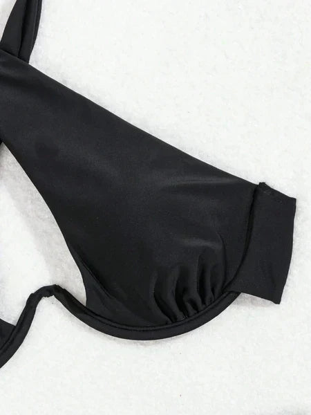 Women's Black Sexy  Two-piece Quick-dry Fabric Bikini Swimwear