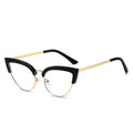 Stylish Large Frame Metal Lower Half Metal Plain Glasses