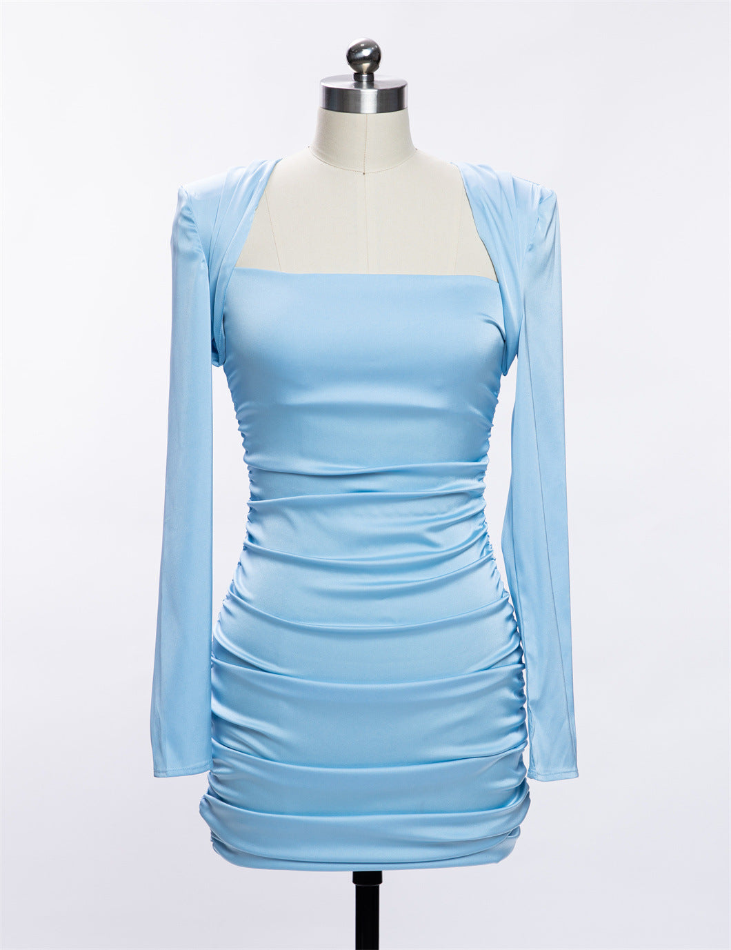 Spring Long-sleeve Pleated Bodycon Skirt