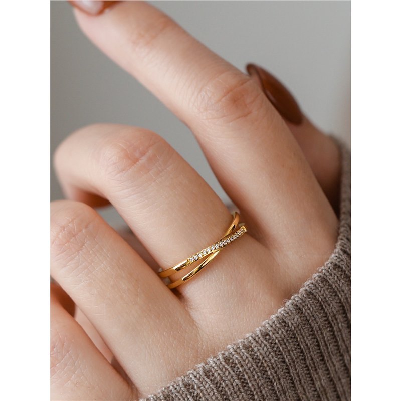 Non-fading Light-luxury Exquisite Zircon Cross Ring